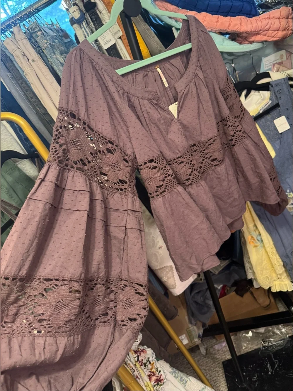 NWT Free People Elsie Blouse - rural ground brown - small